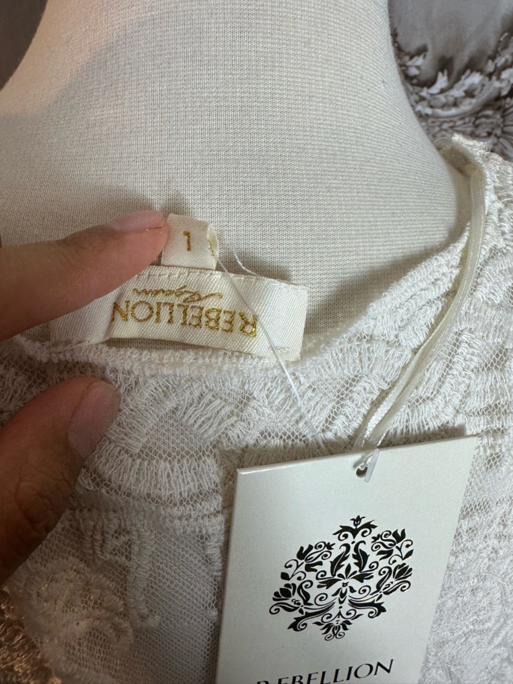 Rebellion Sheer White Embroidered Lace Long Cardigan - Picture 6 of 9